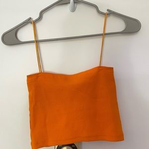 Zara Bright Orange Skinny Strap Tank